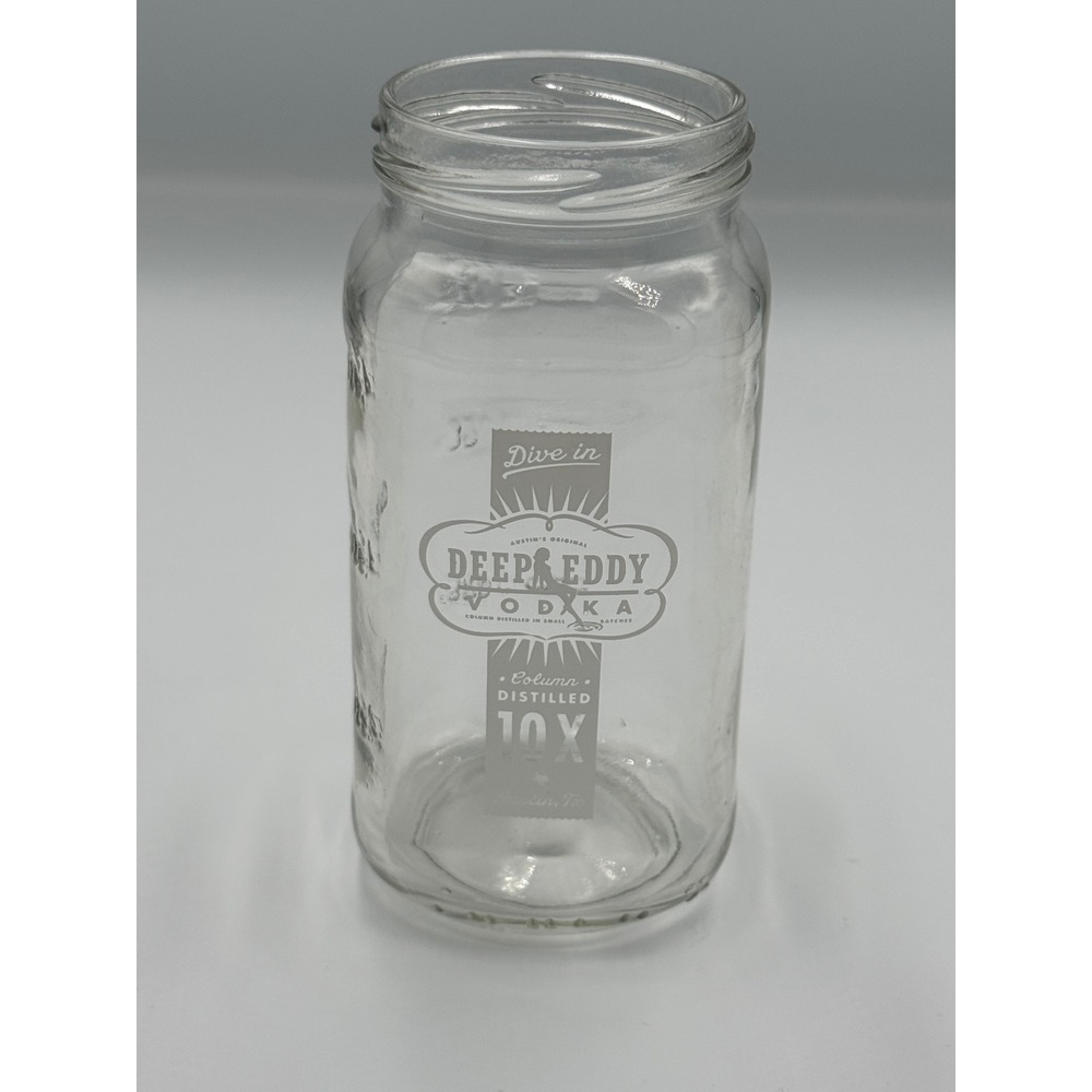 Deep Eddy Vodka Mason Jar Glass Clear 10X Column Distilled Austin Texas Barware